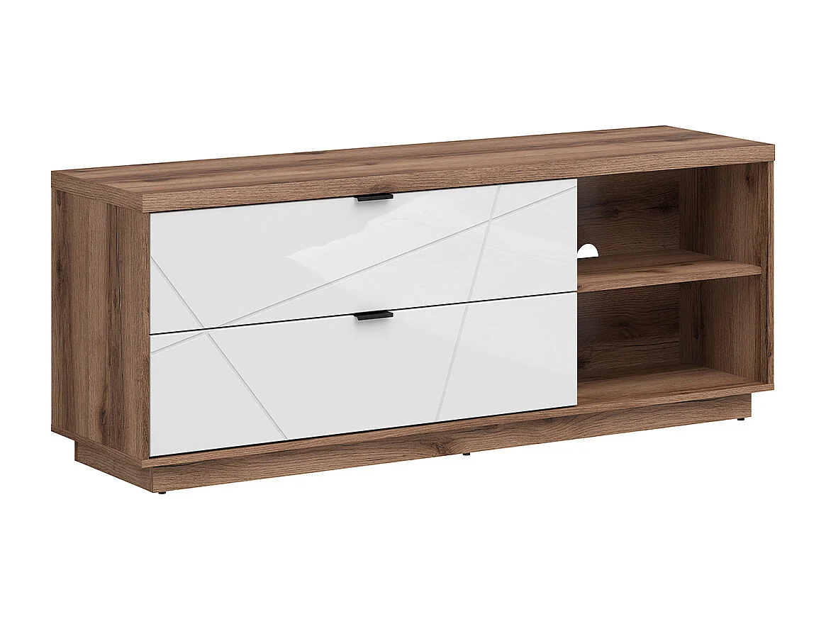 156 cm Sven TV-meubel met 2 laden en 2 niches, wit en hout