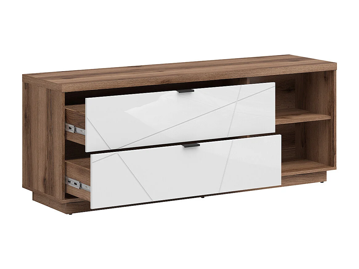 156 cm Sven TV-meubel met 2 laden en 2 niches, wit en hout