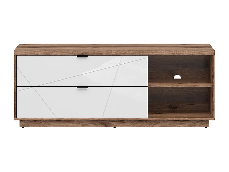 156 cm Sven TV-meubel met 2 laden en 2 niches, wit en hout