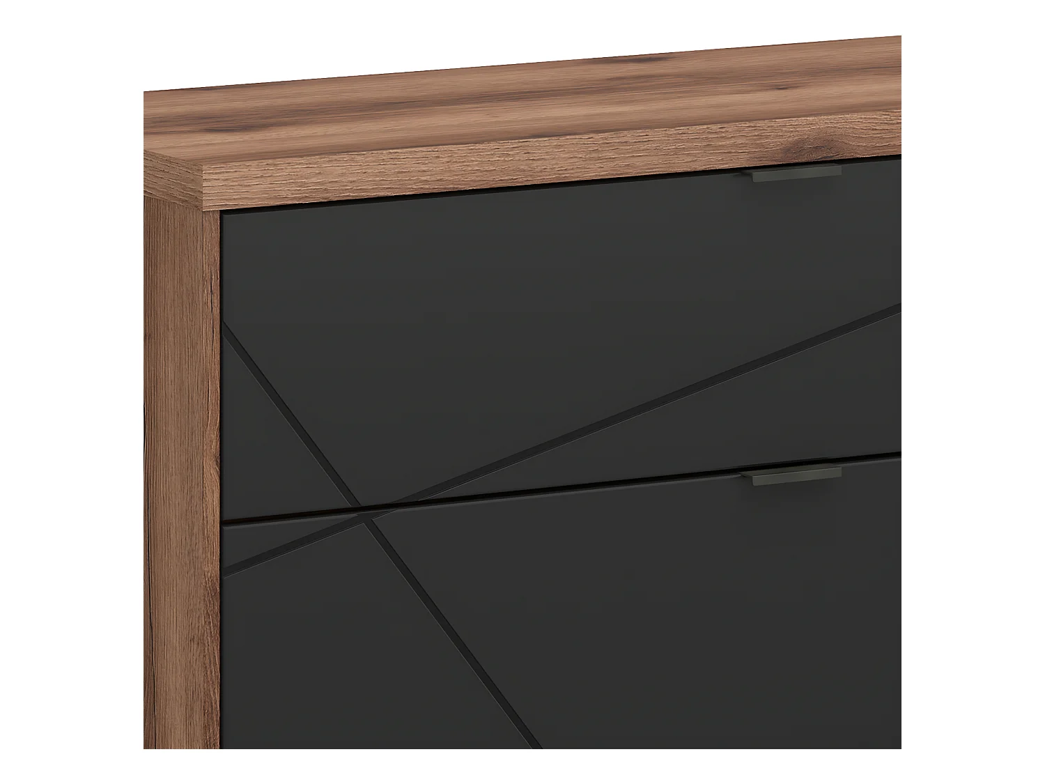 Meuble TV 2 tiroirs 2 niches 156 cm Sven Noir et Bois