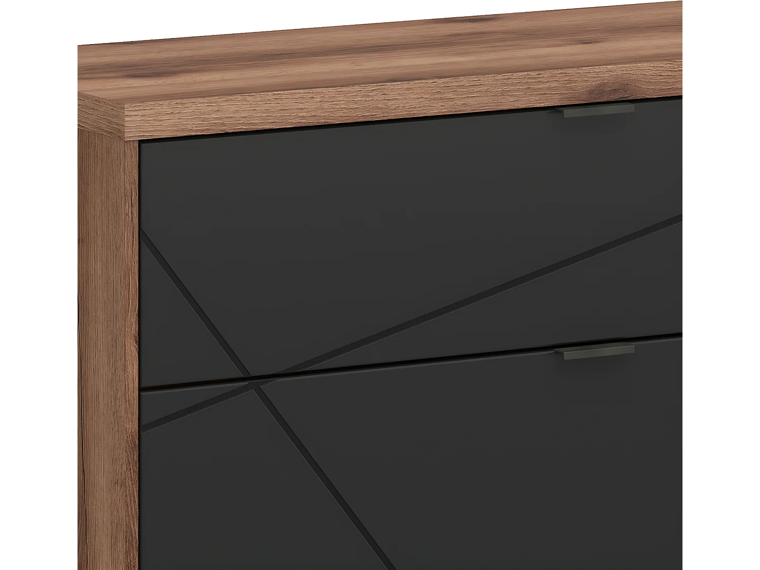 Móvel TV 2 gavetas Sven preto e madeira 156cm