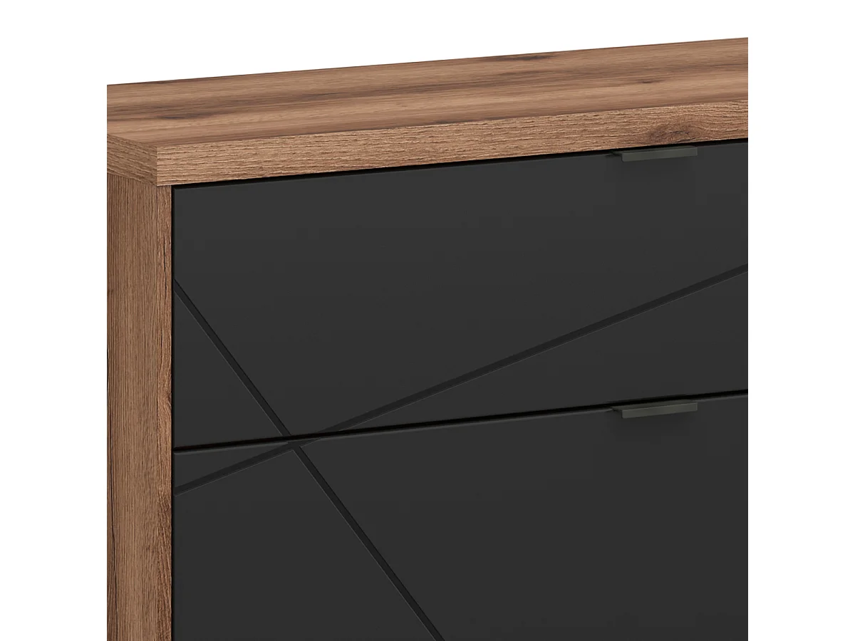 TV-Möbel mit 2 Schubladen 2 Nischen 156 cm Sven Schwarz und Holz