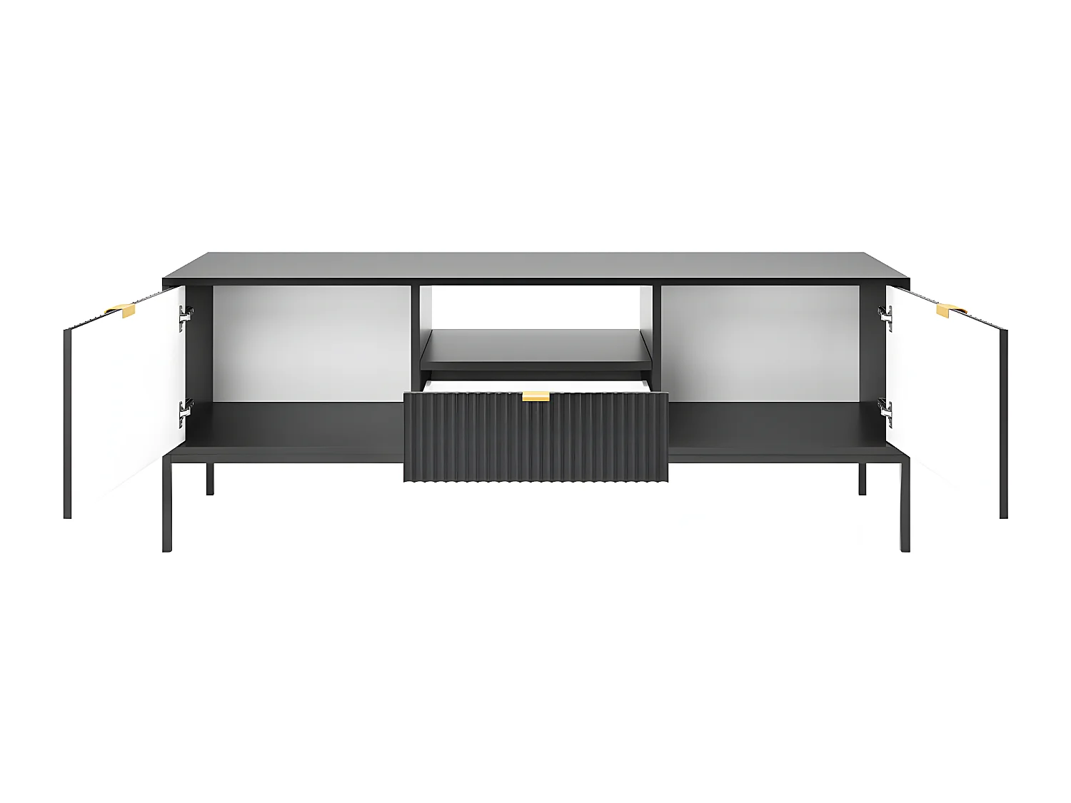 Meuble TV 2 portes 1 tiroir 154 cm Rava Noir