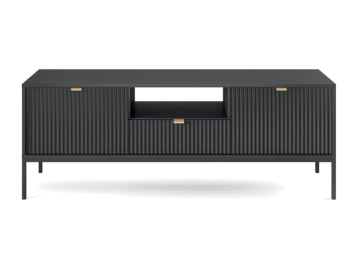 Meuble TV 2 portes 1 tiroir 154 cm Rava Noir