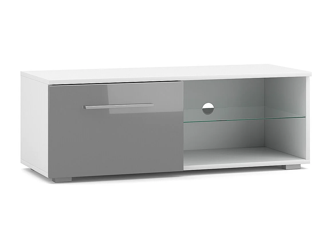 Meuble TV 1 porte 100 cm avec LED Aitana Blanc et Gris