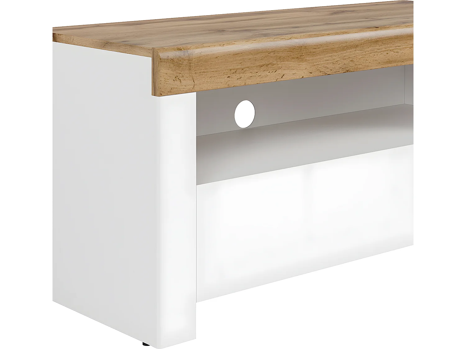 Meuble TV 1 tiroir 106 cm Hella Blanc et Bois