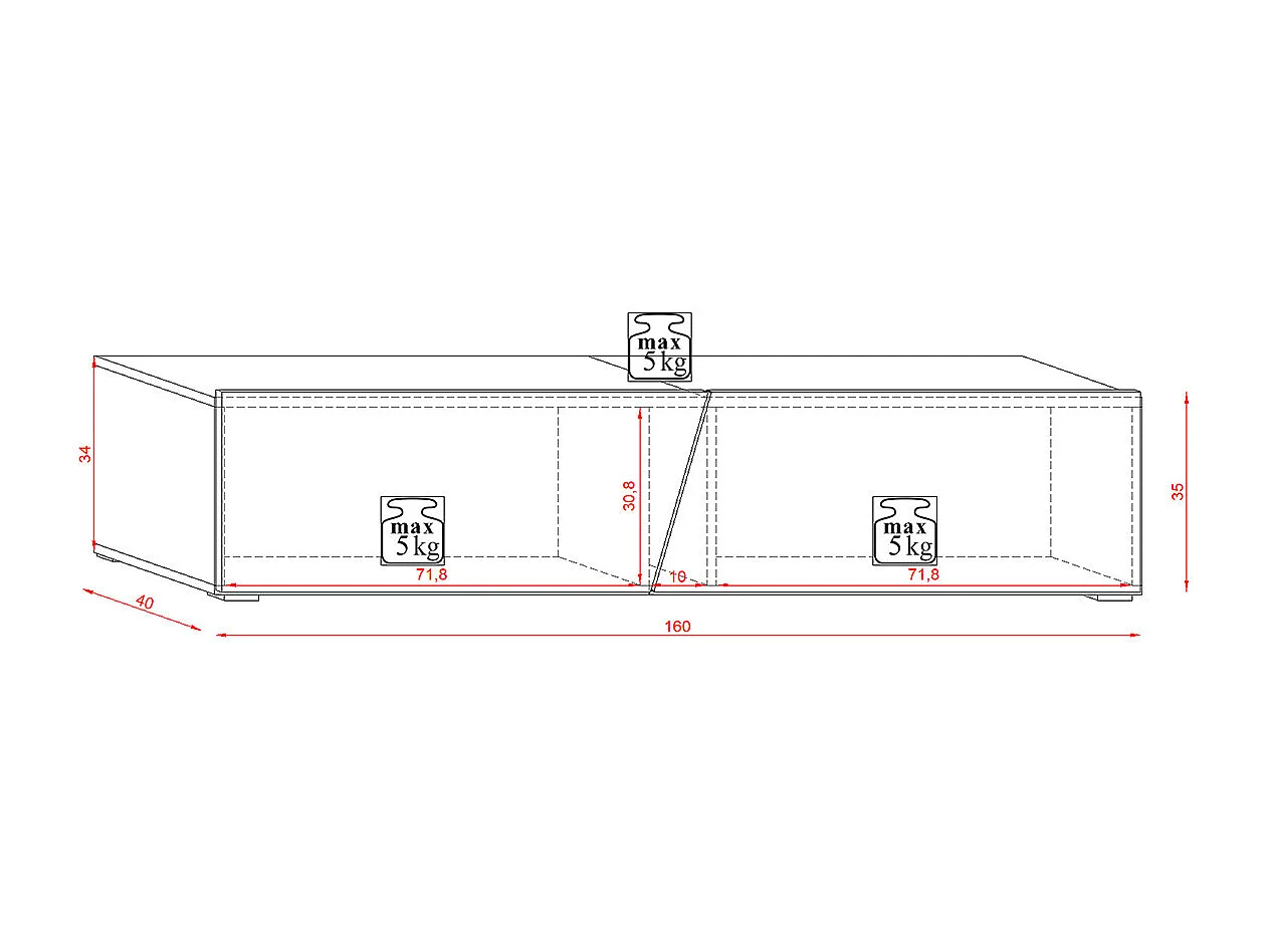 Mueble TV de suelo o pared 2 puertas 160 cm con LED Maelie Blanco