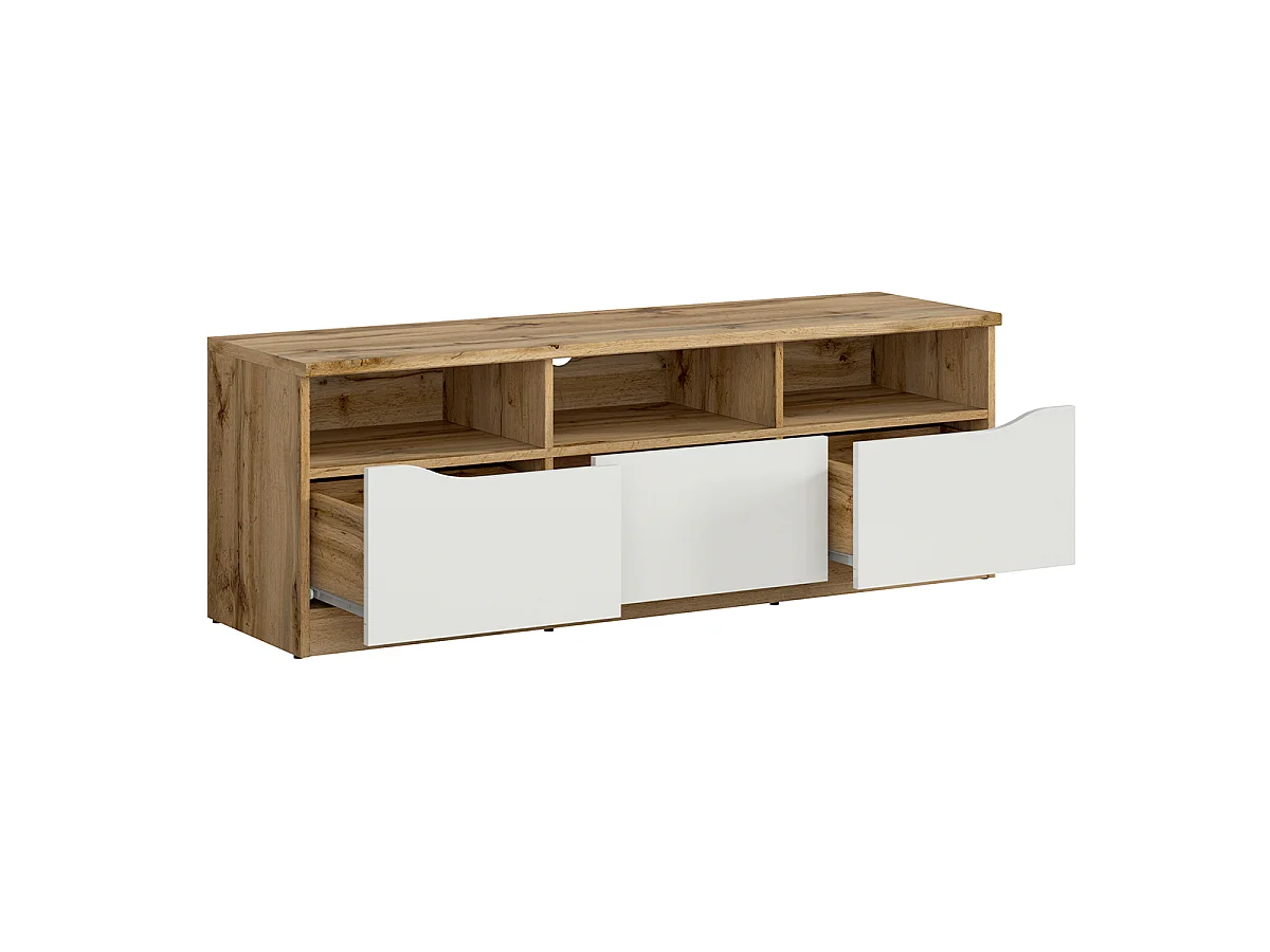 Meuble TV 3 tiroirs 135 cm June Blanc et Bois