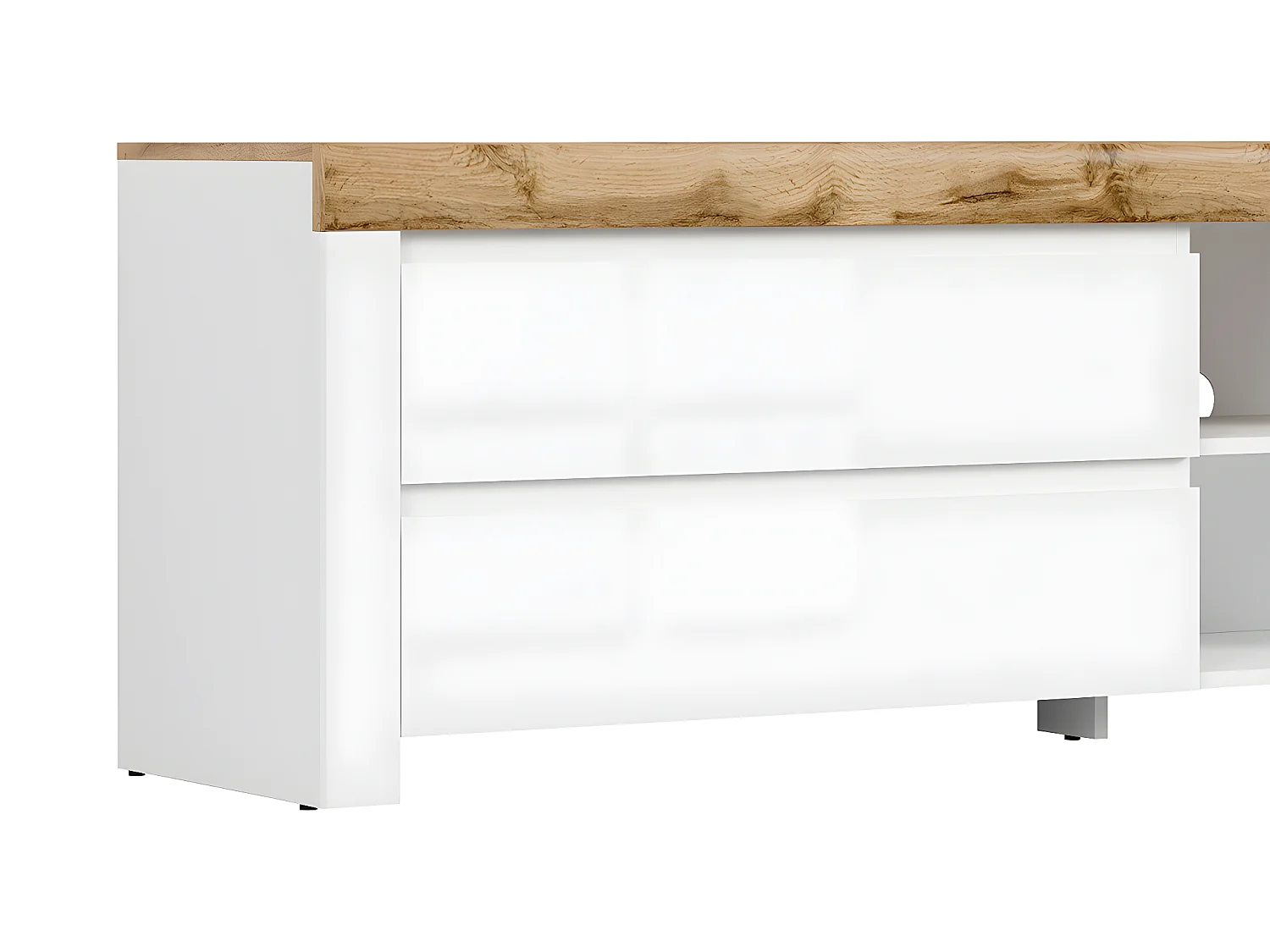 Móvel TV 2 gavetas Hella branco e madeira 156cm