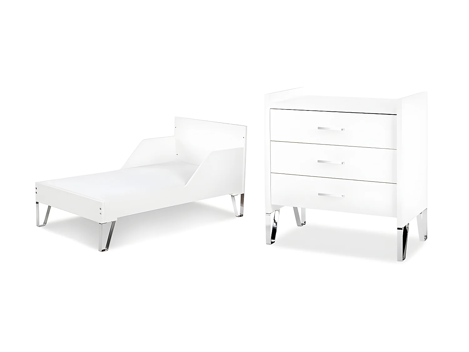 Lit bébé évolutif et Commode à langer LittleSky by Klups Blanka - Blanc