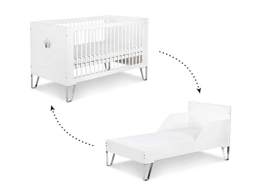 Lit bébé évolutif et Commode à langer LittleSky by Klups Blanka - Blanc