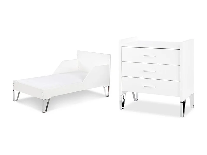Lit bébé évolutif et Commode à langer LittleSky by Klups Blanka - Blanc