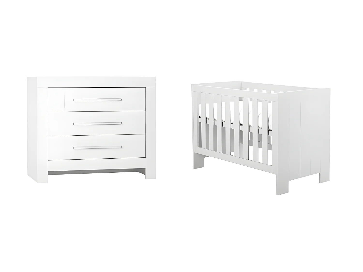 Lit bébé et Commode à langer Calmo Blanc