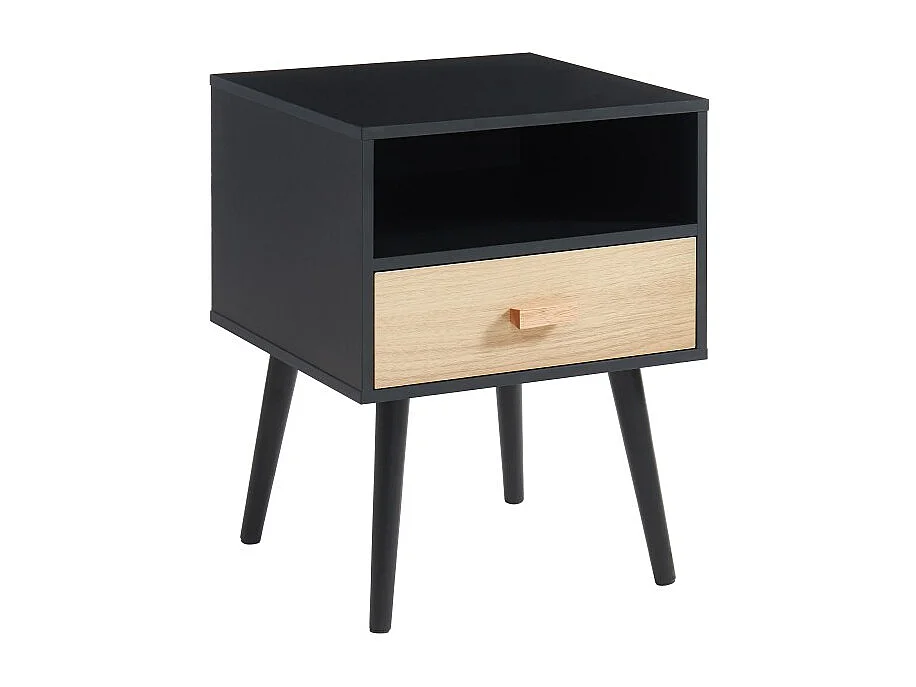Table de chevet ULOS noir et effet chêne 40cm
