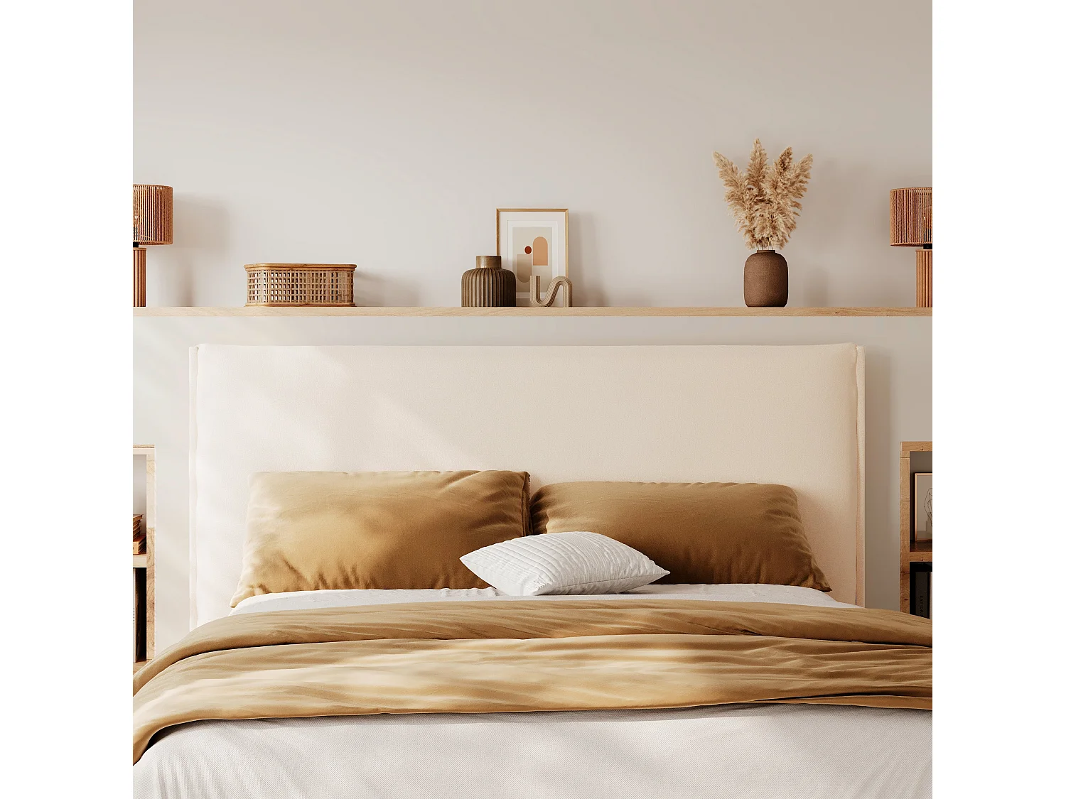 Testata in tessuto bianco sfoderabile 160 cm - Safia