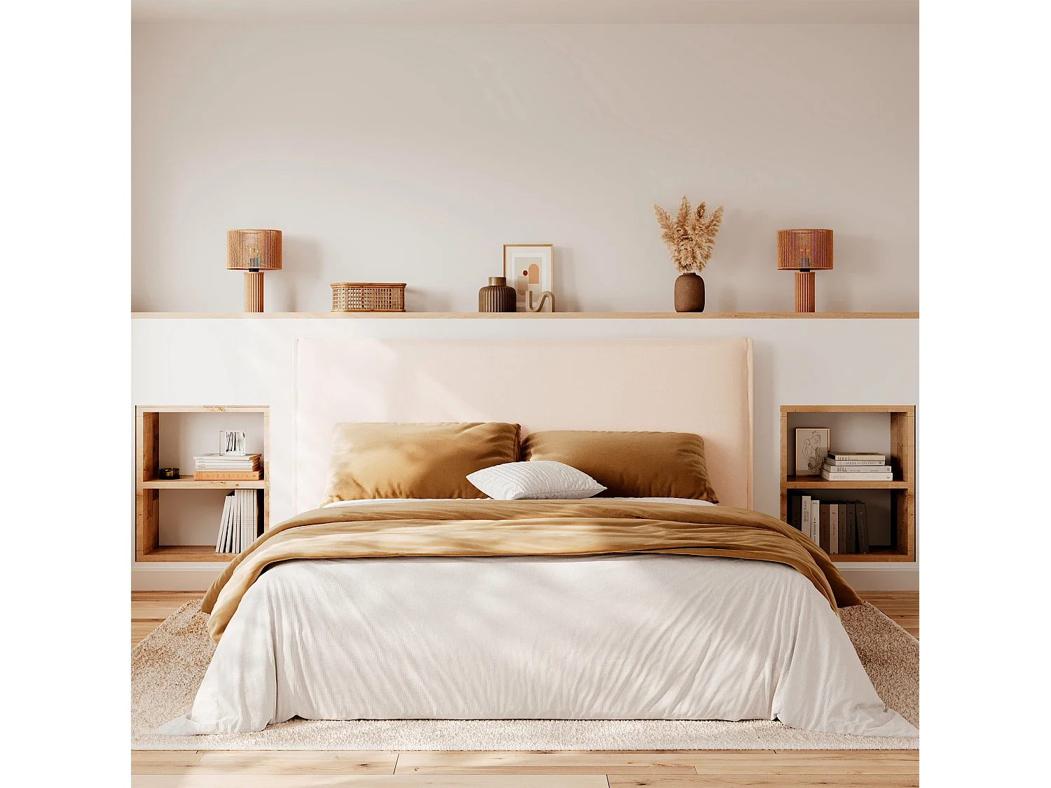 Testata in tessuto bianco sfoderabile 160 cm - Safia