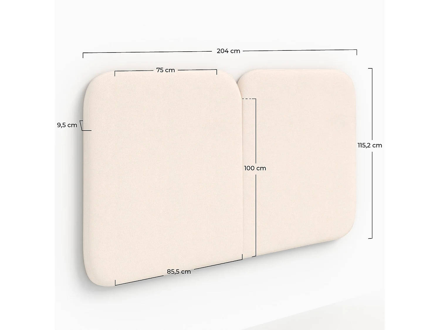 Tête de lit en tissu blanc 160 cm - Etna