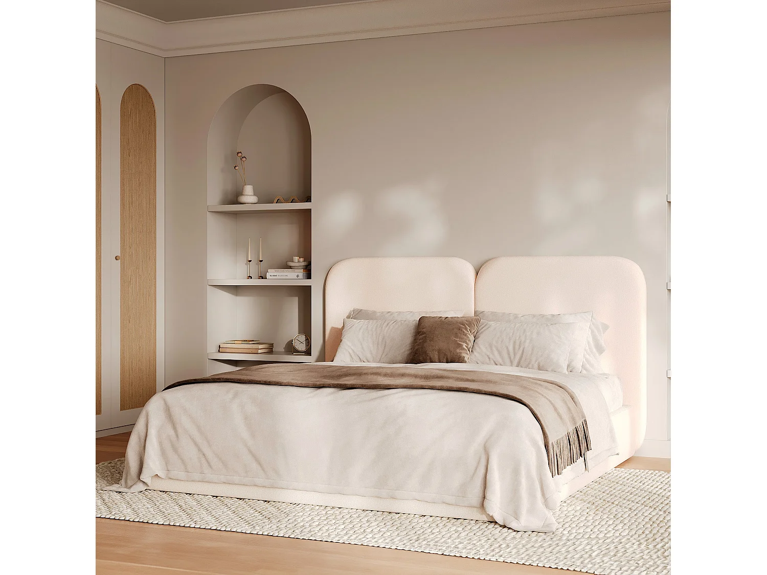 Tête de lit en tissu blanc 160 cm - Etna