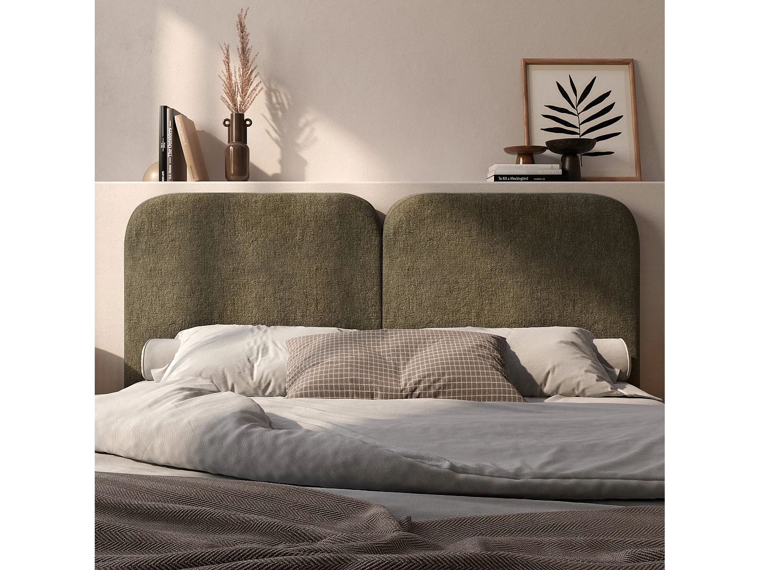 Tête de lit en tissu vert olive 160 cm - Etna