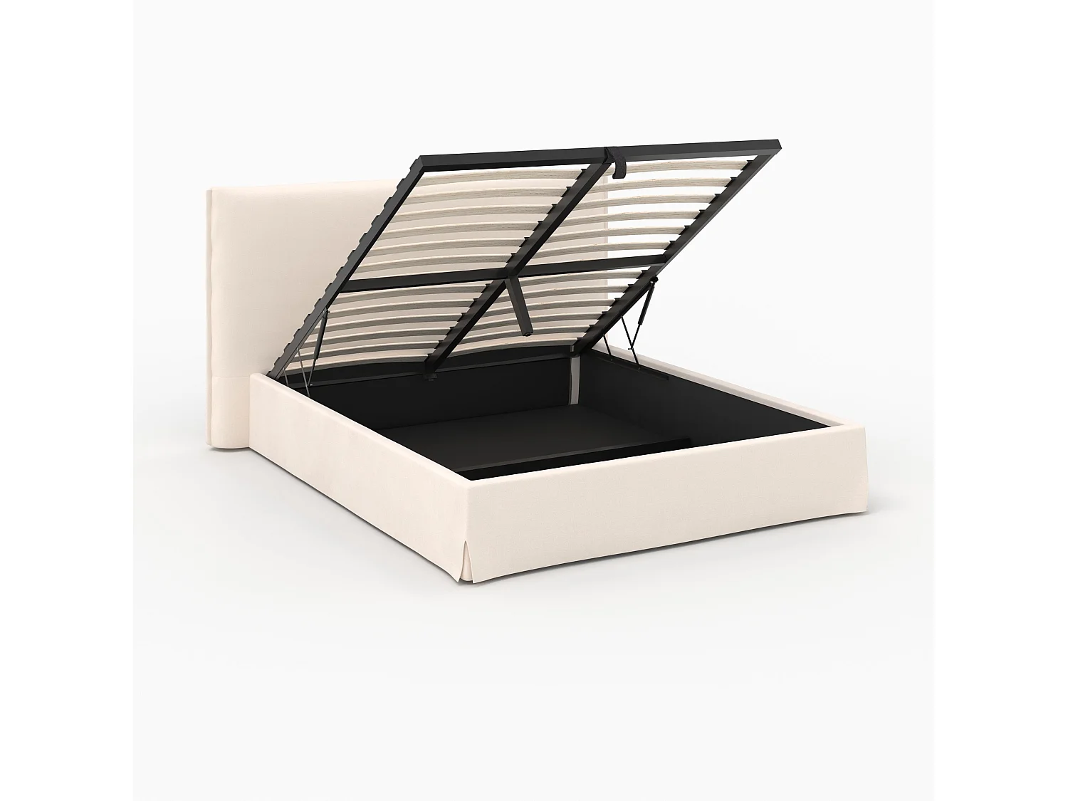 Lit coffre 160x200 cm en tissu blanc déhoussable - Safia