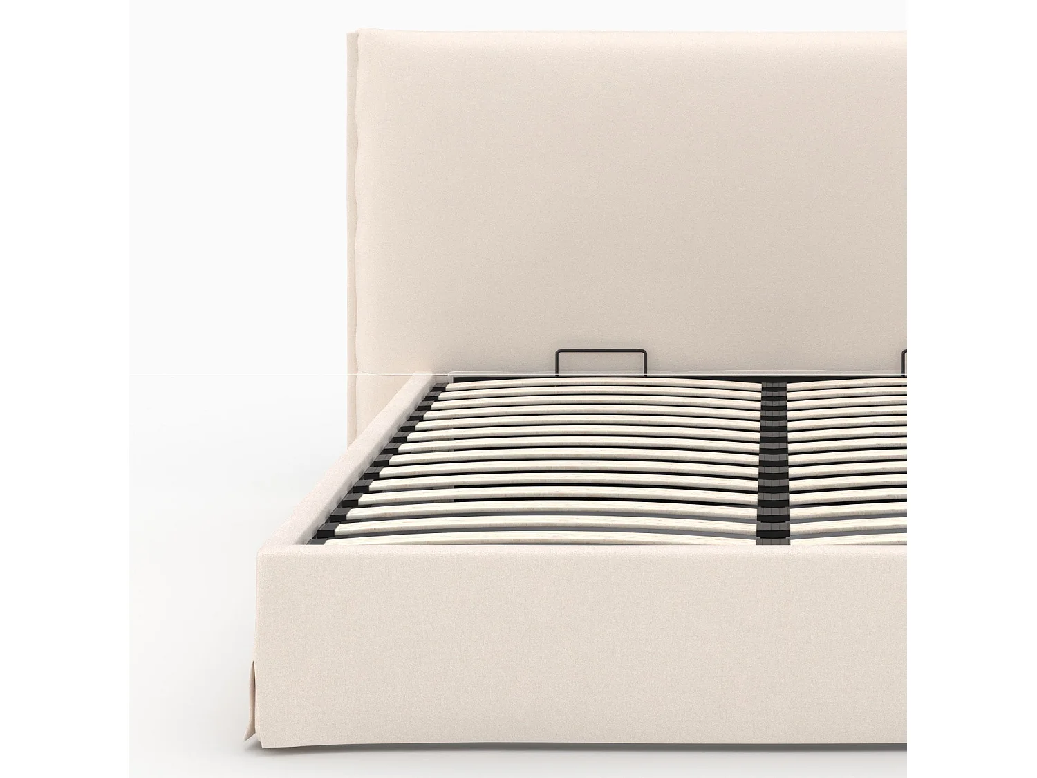 Lit coffre 160x200 cm en tissu blanc déhoussable - Safia