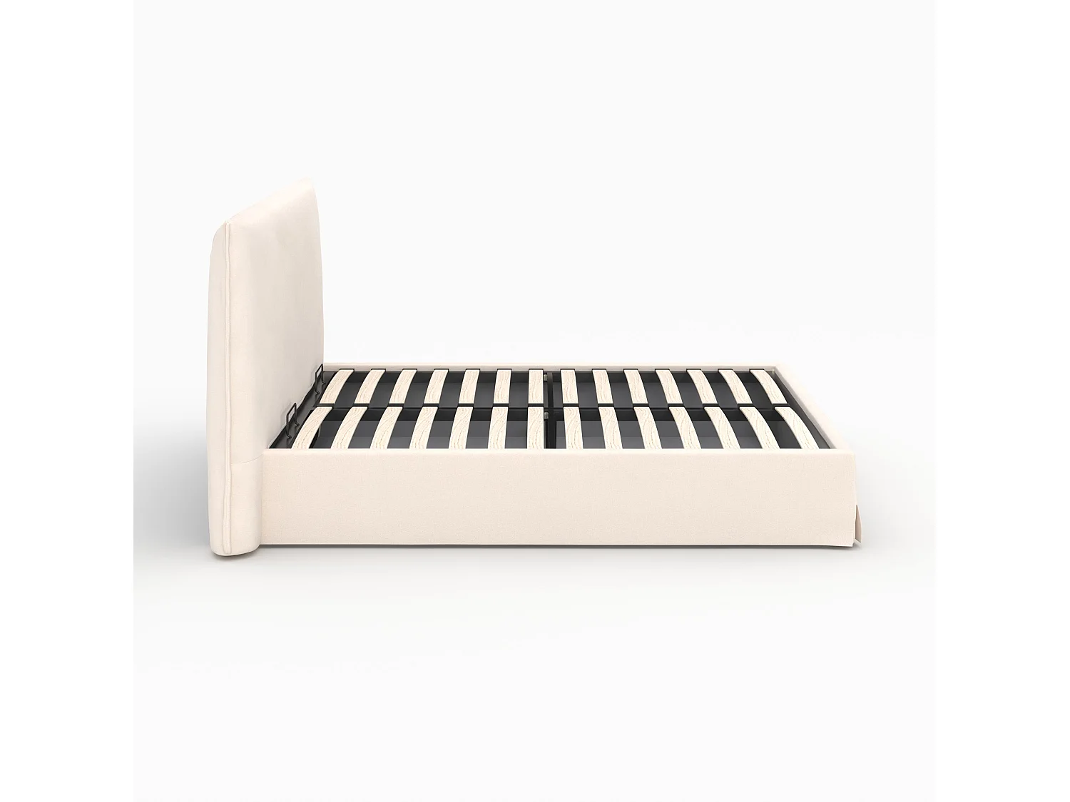 Letto contenitore 160x200 cm in tessuto bianco sfoderabile - Safia