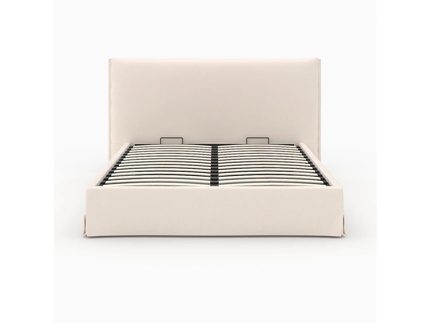 Letto contenitore 160x200 cm in tessuto bianco sfoderabile - Safia