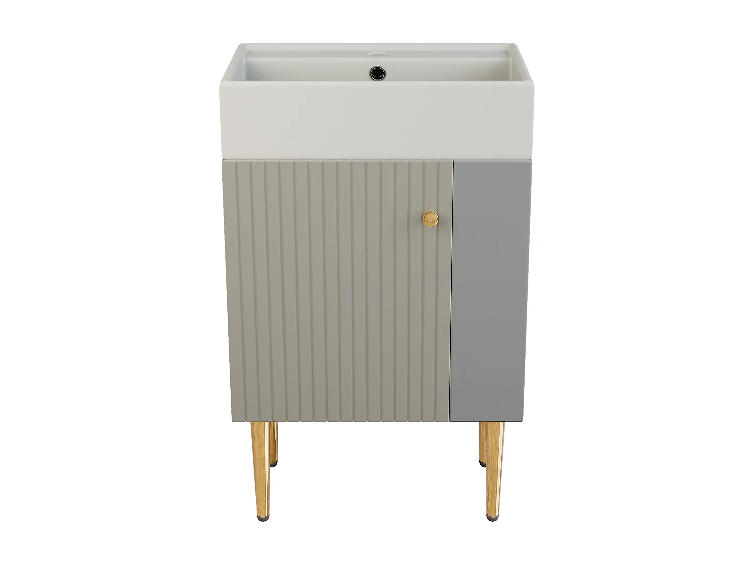 Meuble de salle de bain avec vasque - 55 x 31 x 91.5 cm - avec 2 tiroirs - MDF - gris + blanc