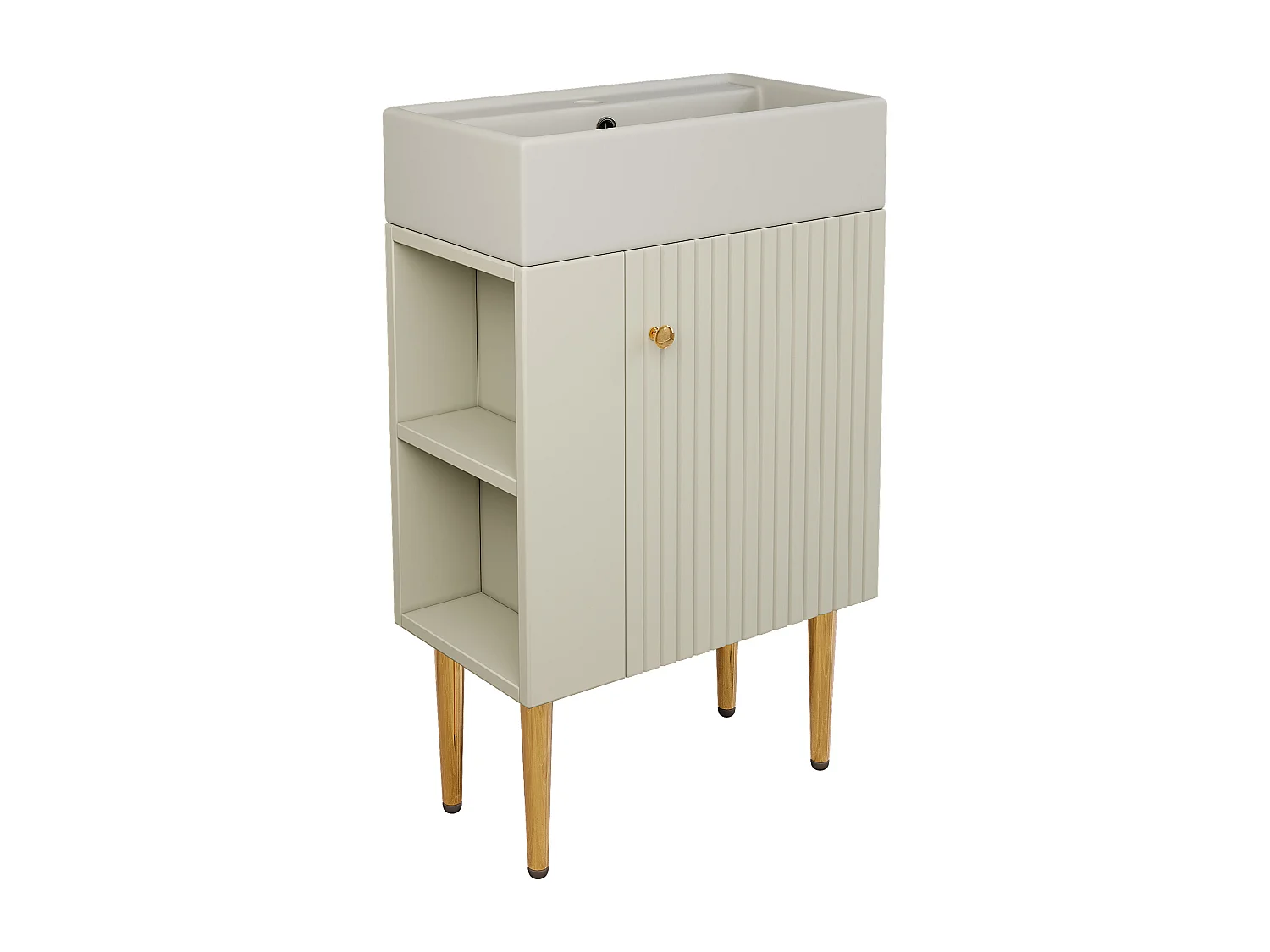 Meuble de salle de bain avec vasque - 55 x 31 x 91.5 cm - avec 2 tiroirs - MDF - blanc