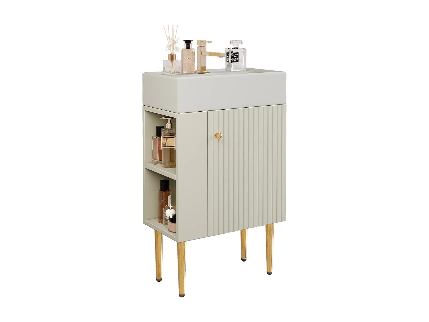 Mobile lavabo per bagno - 55 x 31 x 91,5 cm - con 2 cassetti - MDF - bianco