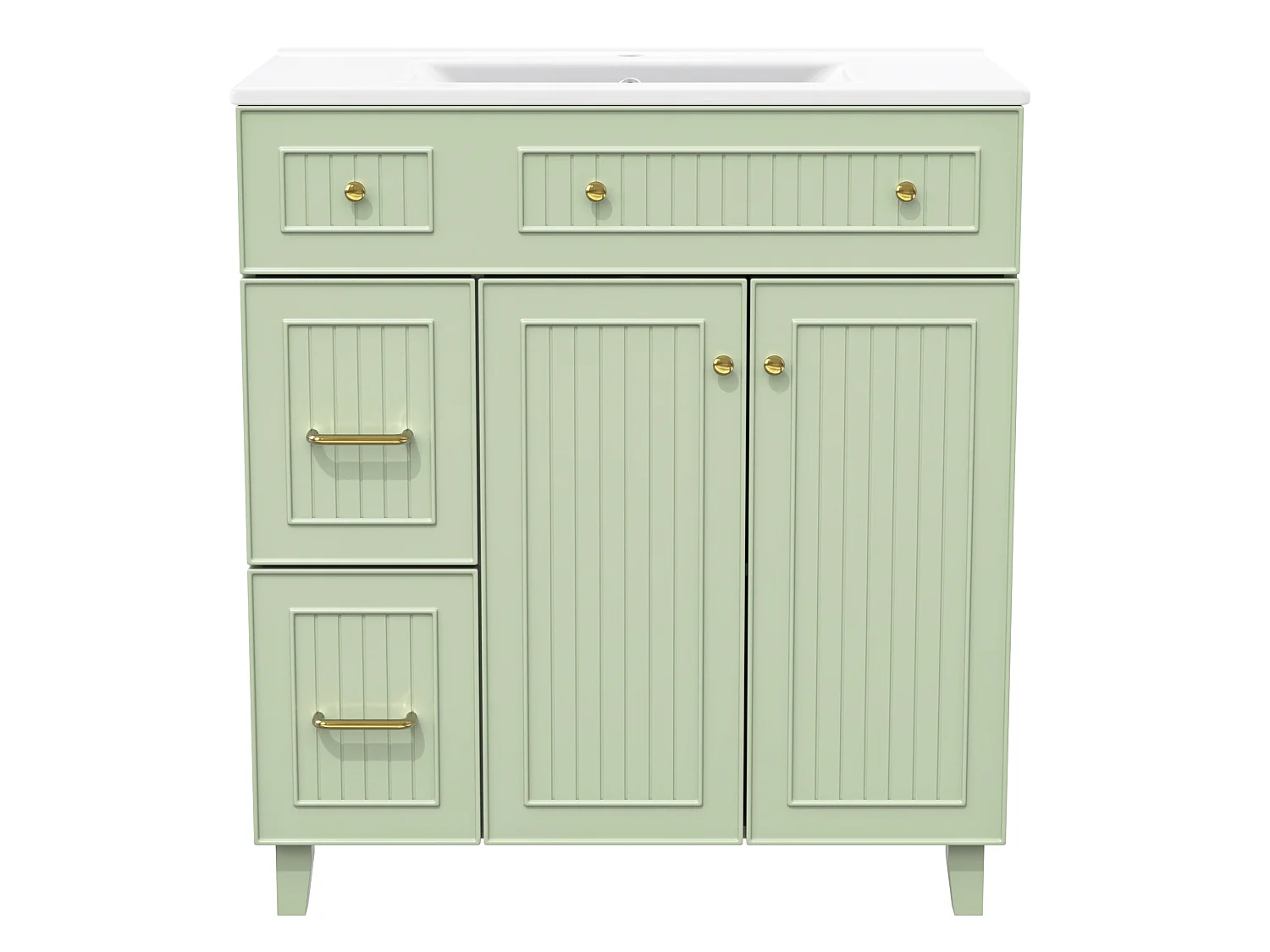 Mobile lavabo da bagno con lavabo in ceramica - 81,7 x 46,8 x 90 cm - con 2 cassetti + 2 ante - MDF - verde