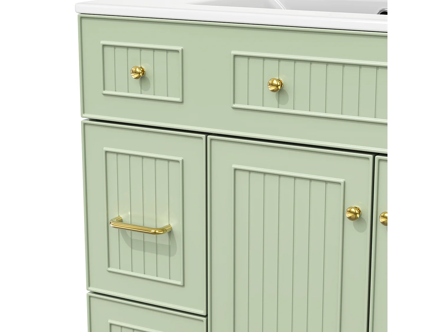 Mobile lavabo da bagno con lavabo in ceramica - 81,7 x 46,8 x 90 cm - con 2 cassetti + 2 ante - MDF - verde