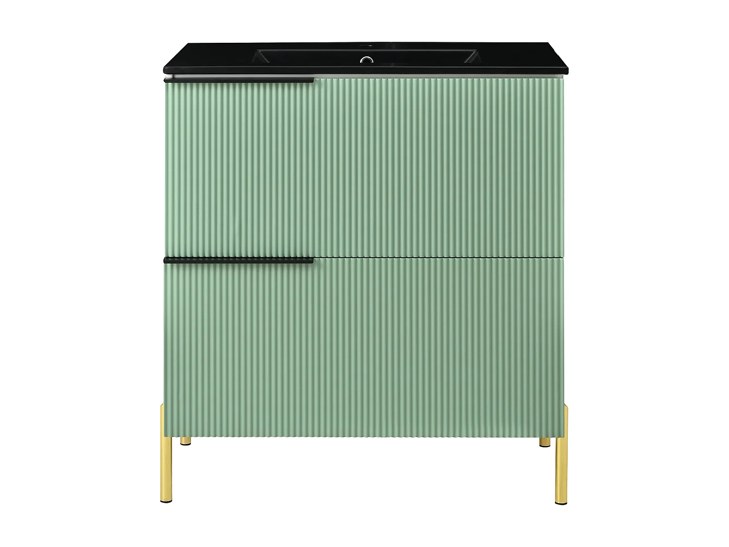 Badezimmer-Waschtisch mit Keramikwaschbecken – 81,5 x 47 x 90 cm – mit 2 Schubladen – MDF – grün