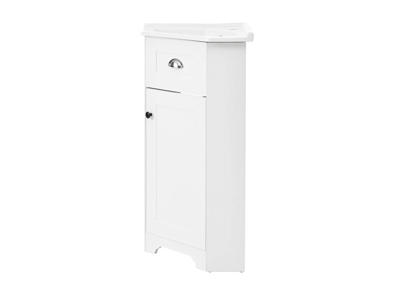 Mobile lavabo da bagno con lavabo singolo in ceramica - 59 x 42,5 x 90,5 cm - con 1 anta - MDF - bianco.