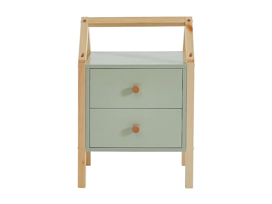 Table de chevet TINY vert et pin massif 46cm