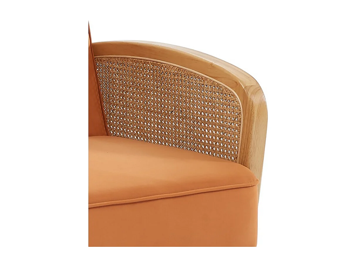 Canapé droit LEA convertible 3 places cannage et velours ocre