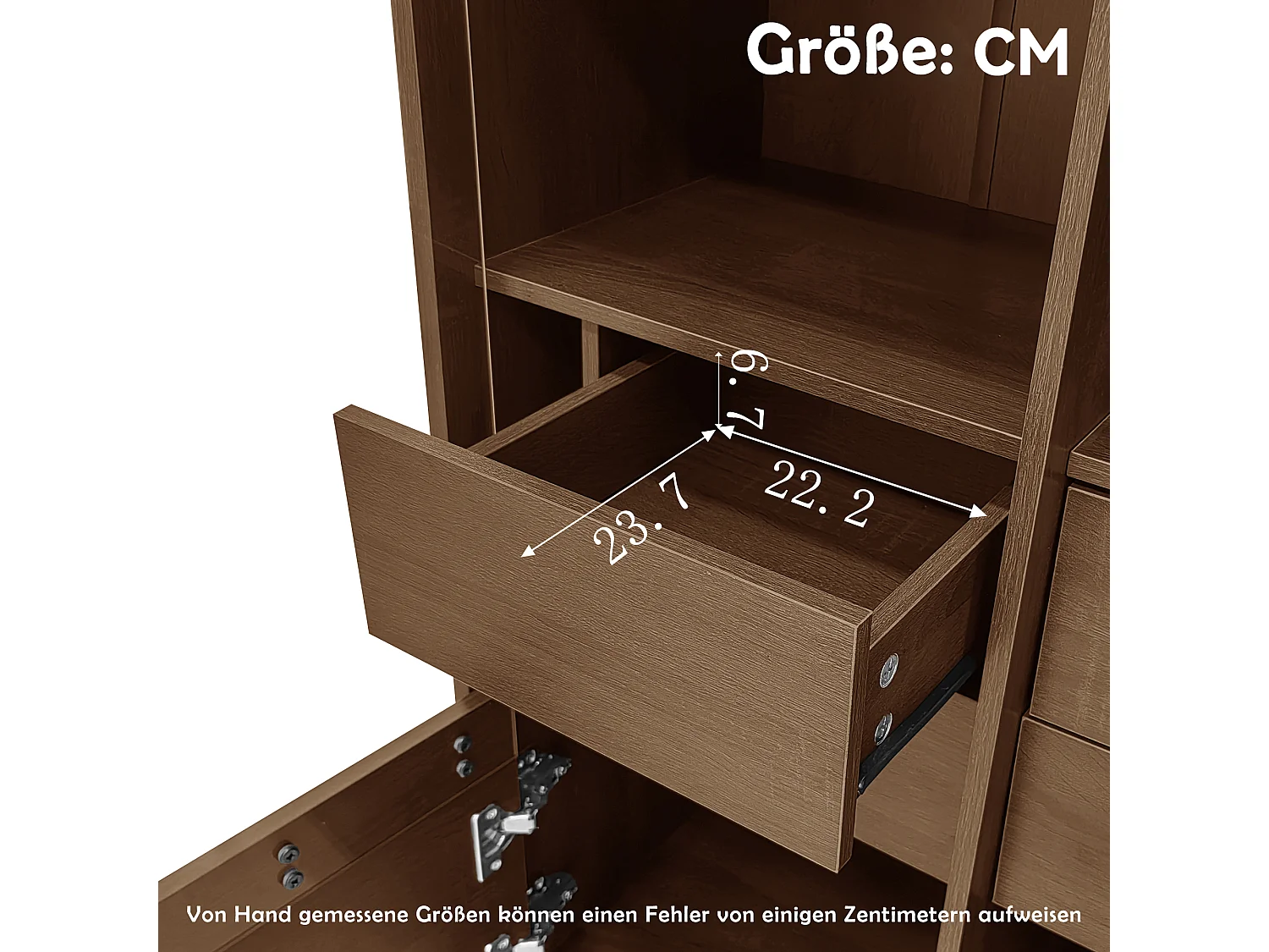 Vetrina riutilizzabile con finitura noce - 75,5 x 35 x 164,5 cm - frontale in vetro + ripiano + cassetto nascosto - MDF - naturale