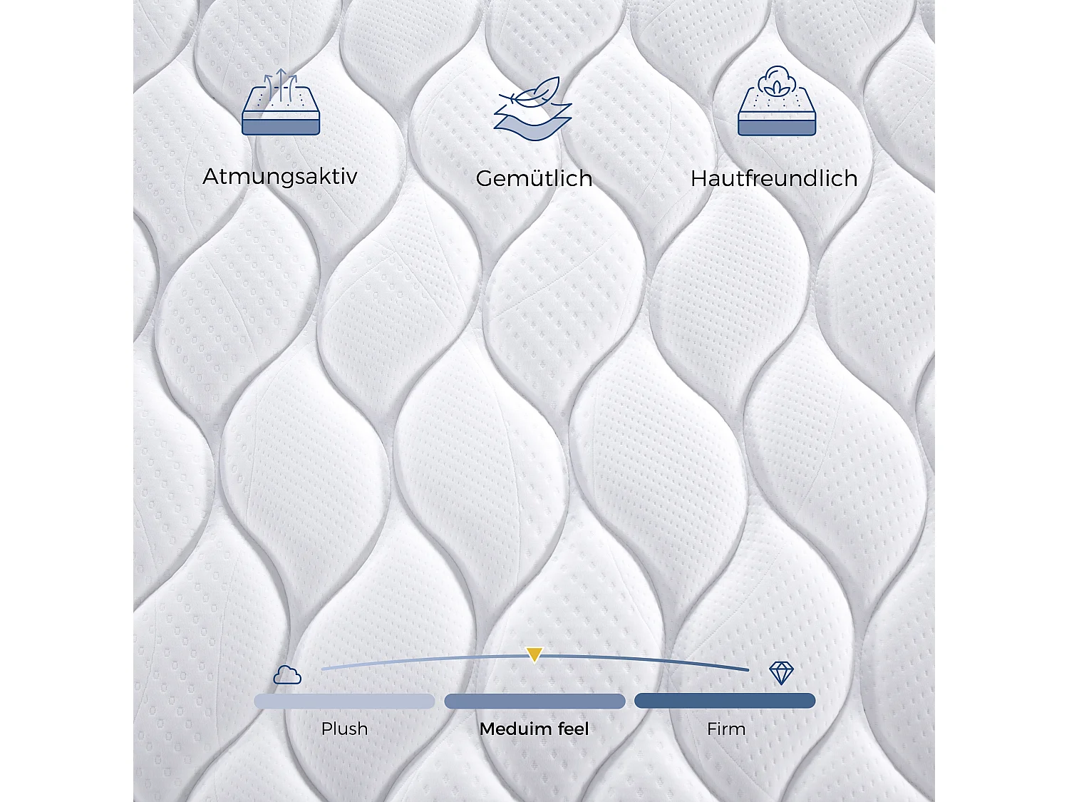 Matelas à ressorts ensachés 140x200 cm H3, 20 cm, 1000 ressorts, housse en Lyocell, 7 zones, certifié Oeko-TEX - Pour un confort de sommeil exceptionnel.