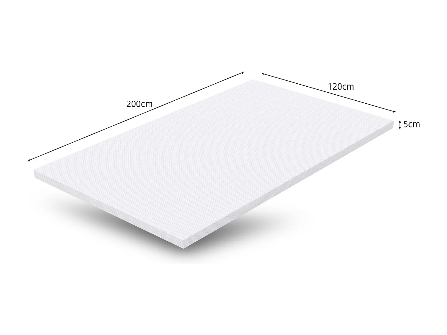 Topper matelas 120x200 cm, 5 cm de hauteur, surmatelas en mousse Gel, blanc.