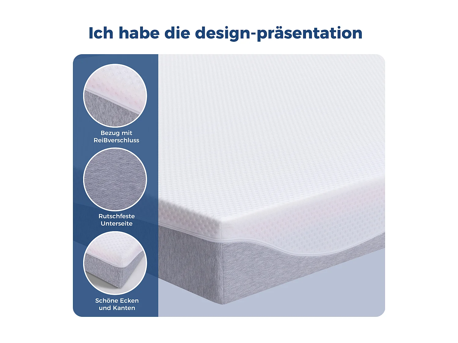 Matelas en mousse 120x200 cm, confort moyen H3/H4, hauteur 20 cm, certifié Oeko-TEX, réversible, housse amovible, gris et blanc.