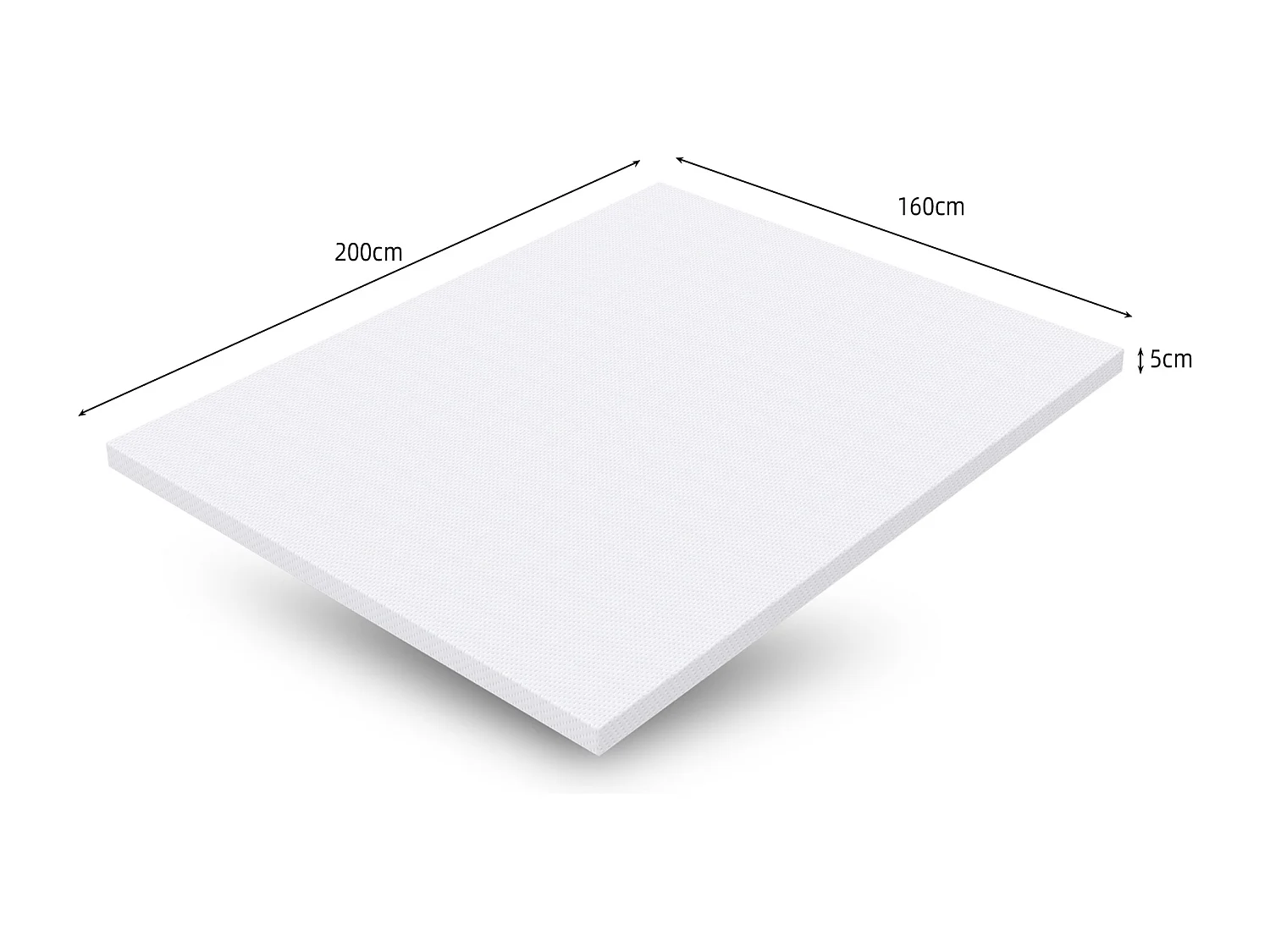 Matelas confortable H3, soutien moyen, certifié Eco-Tex, lavable, 5 cm de hauteur, taille 160x200 cm, mousse orange, matelas blanc.