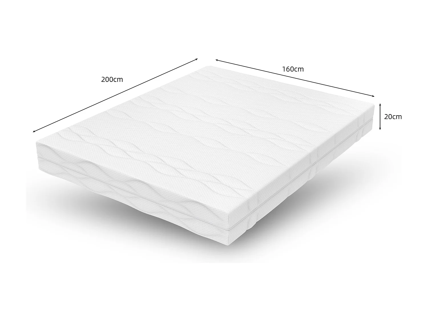 Matelas 160x200 cm à ressorts ensachés H3, 7 zones ergonomiques, hauteur 20 cm, certifié Öko-Tex - Pour un confort maximal et un sommeil sain.