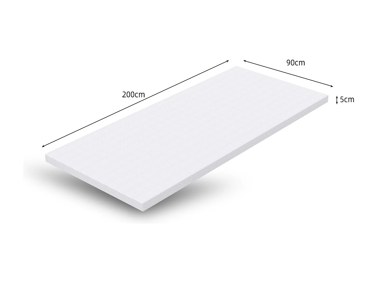 Matelas confortable H3, soutien moyen, certifié Eco-Tex, lavable, 5 cm de hauteur, taille 90x200 cm, mousse orange, matelas blanc.