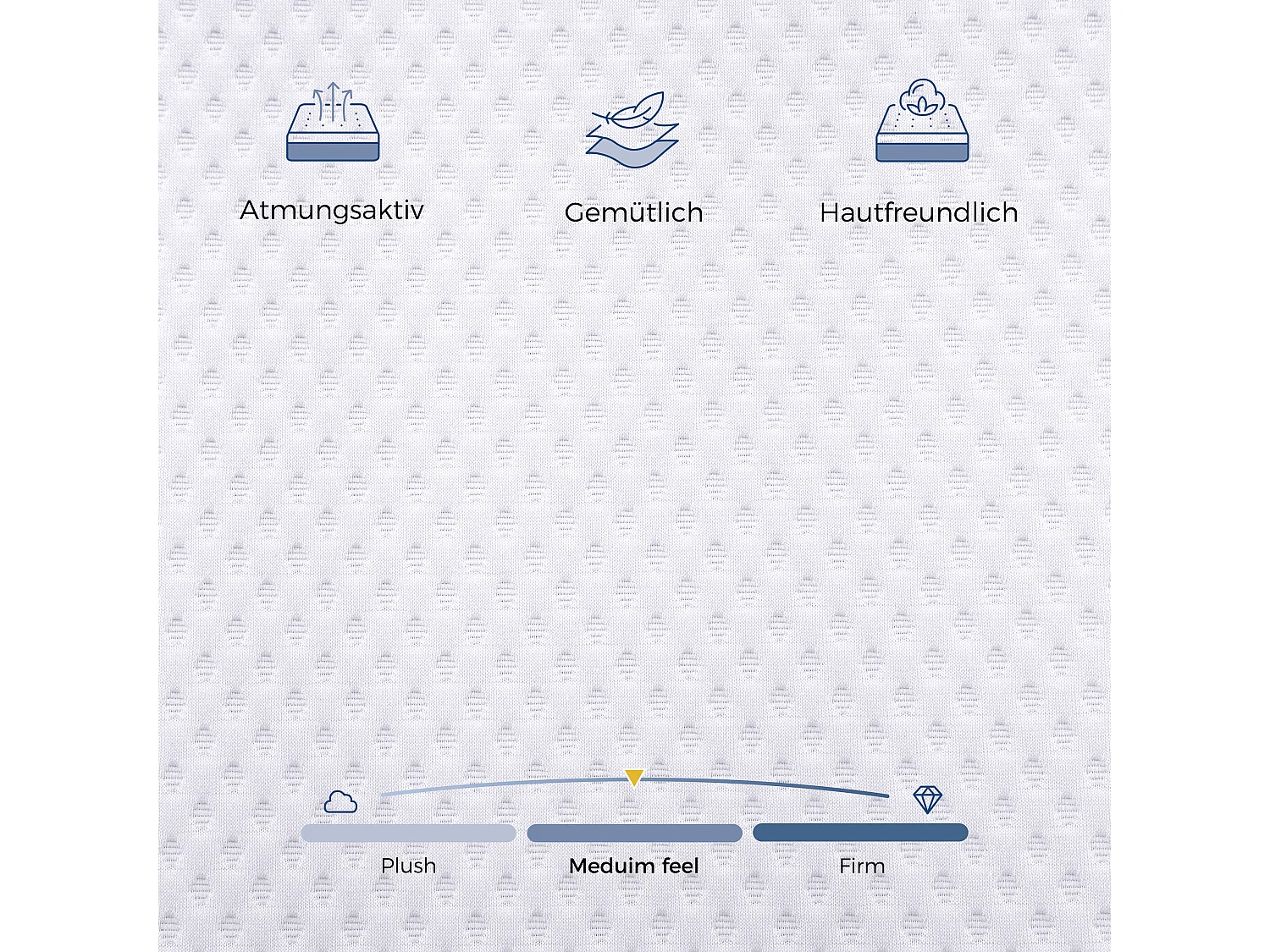 Matelas confortable H3, soutien moyen, certifié Eco-Tex, lavable, 5 cm de hauteur, taille 90x200 cm, mousse orange, matelas blanc.