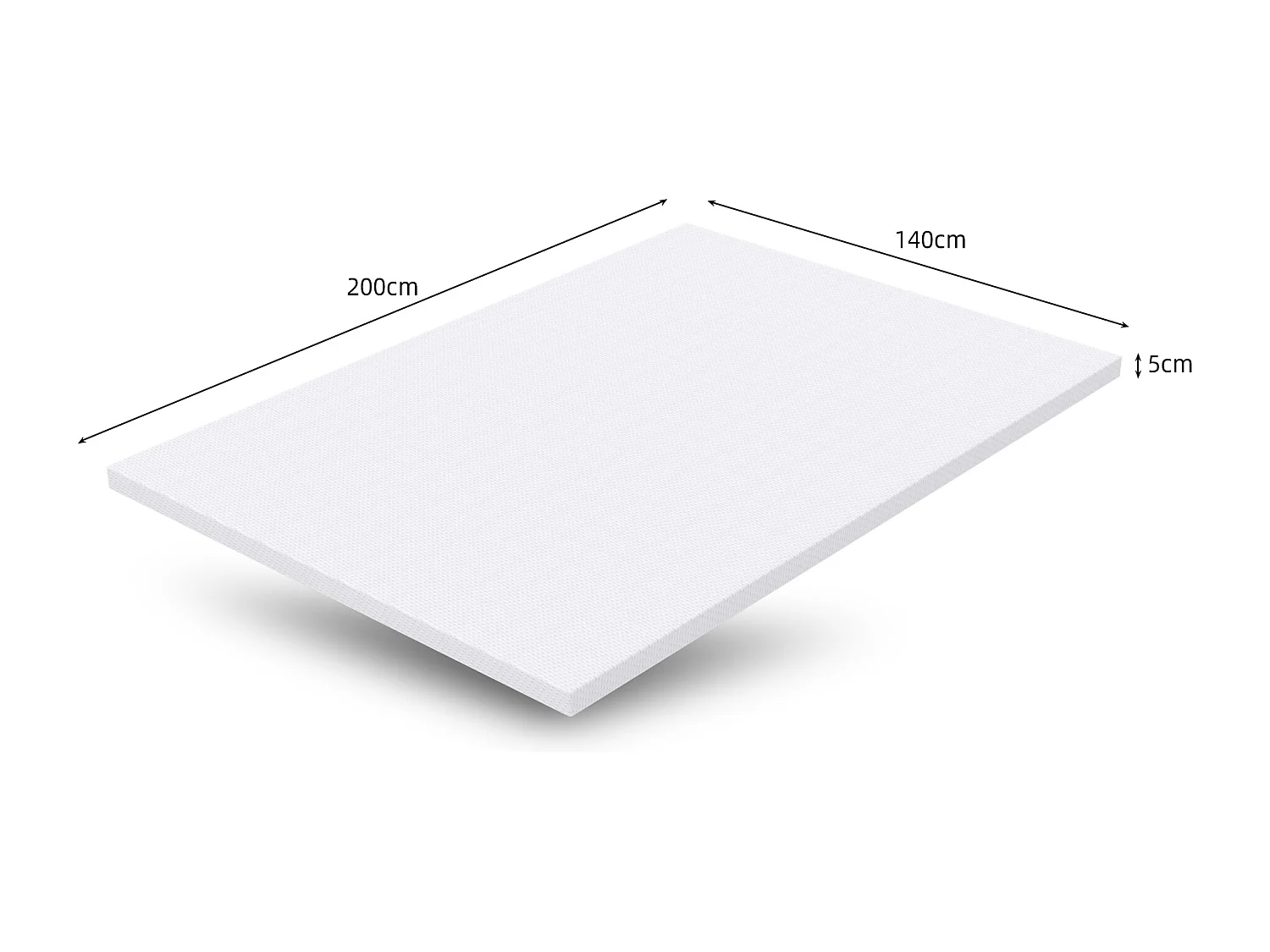 Matelas confortable H3, soutien moyen, certifié Eco-Tex, lavable, 5 cm de hauteur, taille 140x200 cm, mousse orange, matelas blanc.