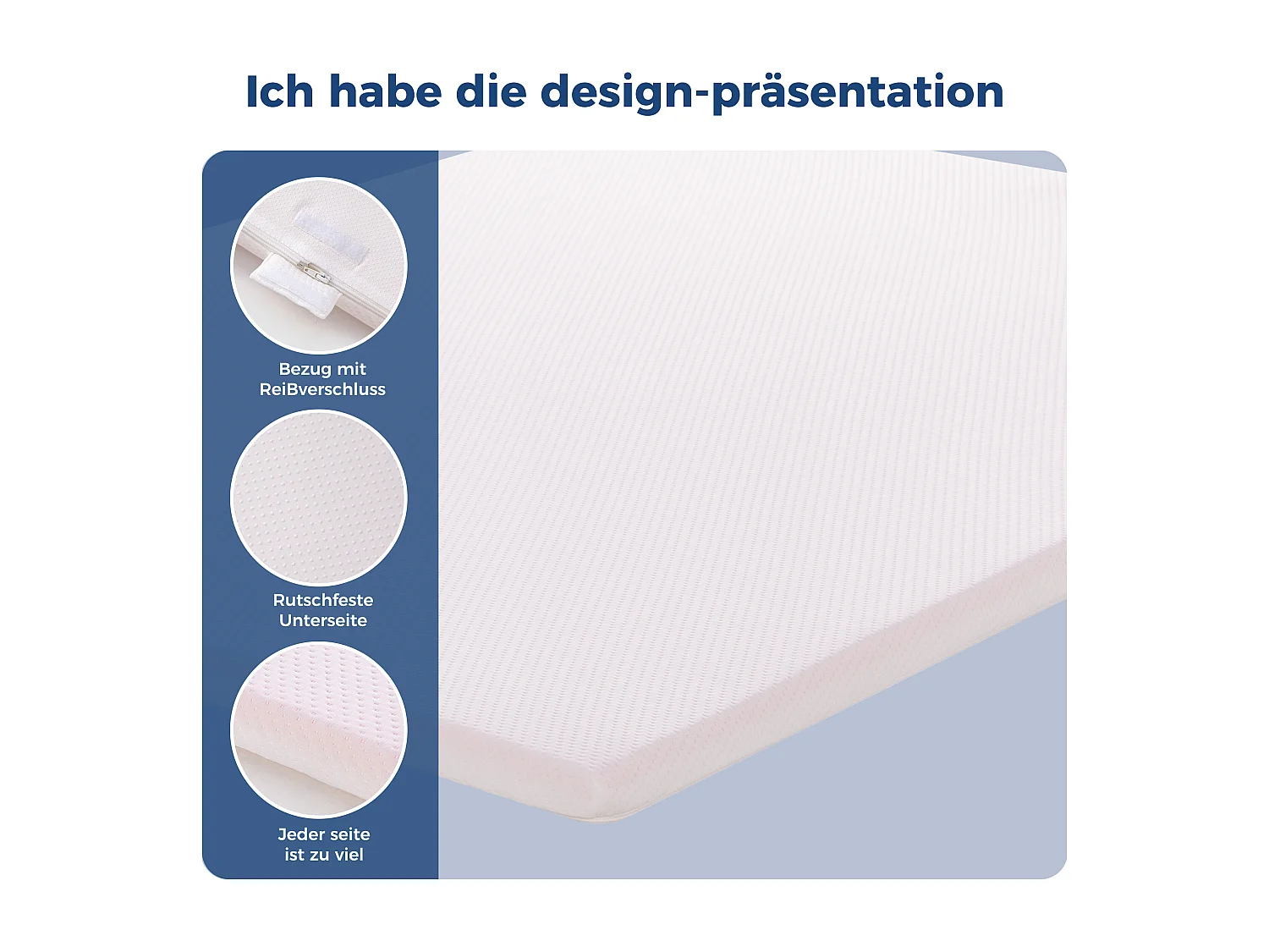 Matelas confortable H3, soutien moyen, certifié Eco-Tex, lavable, 5 cm de hauteur, taille 180x200 cm, mousse orange, matelas blanc.