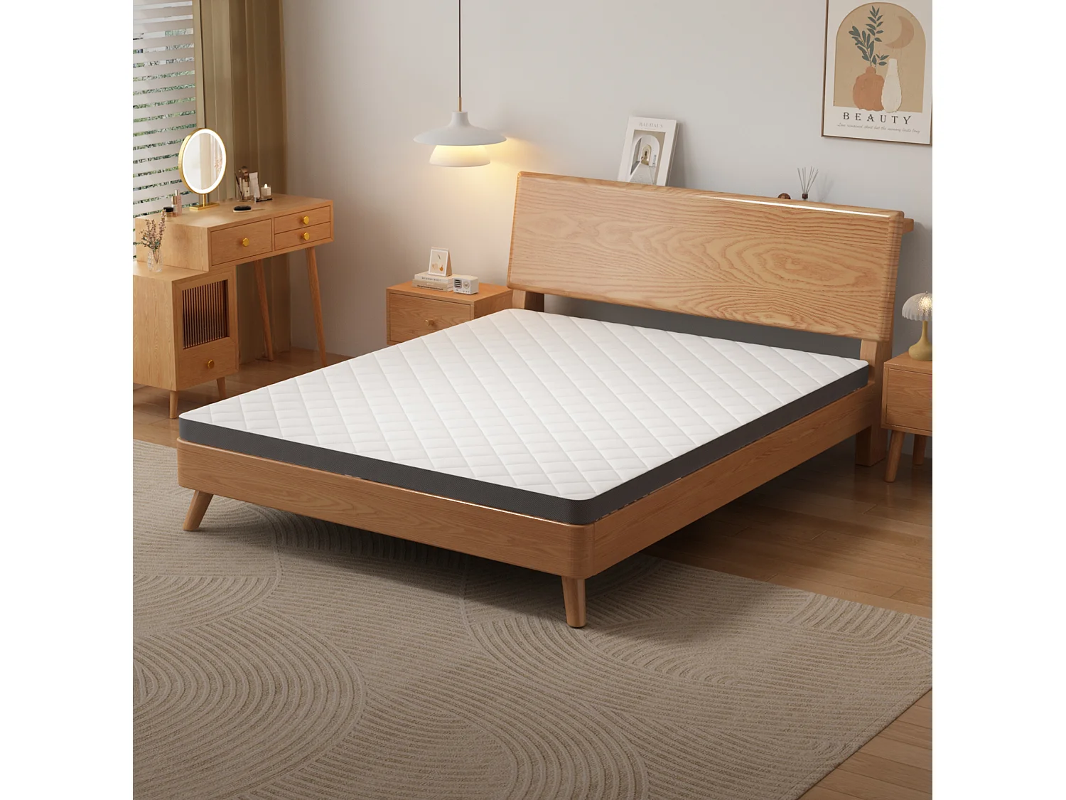 Matelas confortable H3, soutien moyen, certifié Eco-Tex, hauteur 7 cm, taille 180x200 cm, mousse à 7 zones, soutien efficace pour la taille.