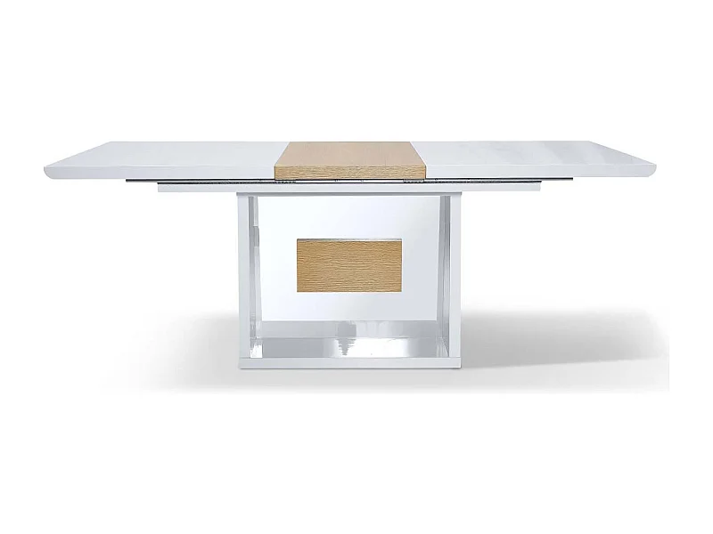 Table à manger extensible bois/laqué MANDY- Chêne/Blanc - Blanc