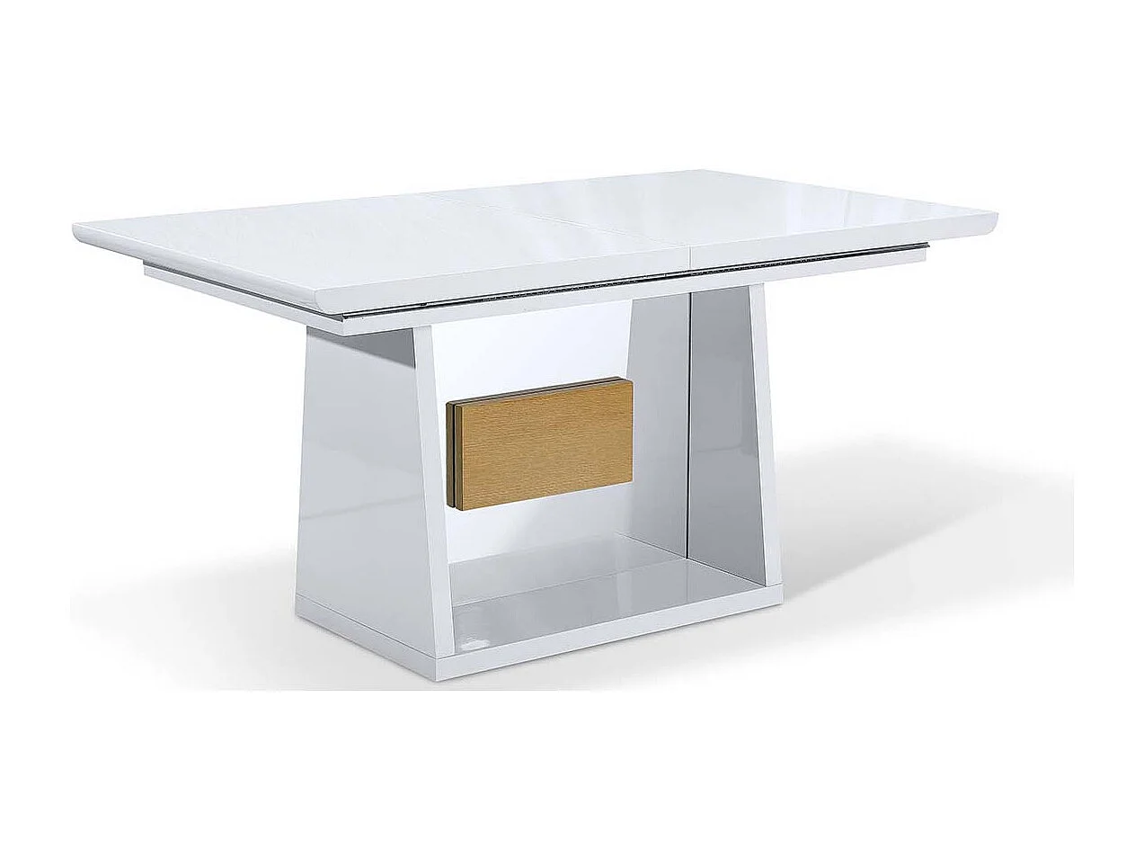 Table à manger extensible bois/laqué MANDY- Chêne/Blanc - Blanc