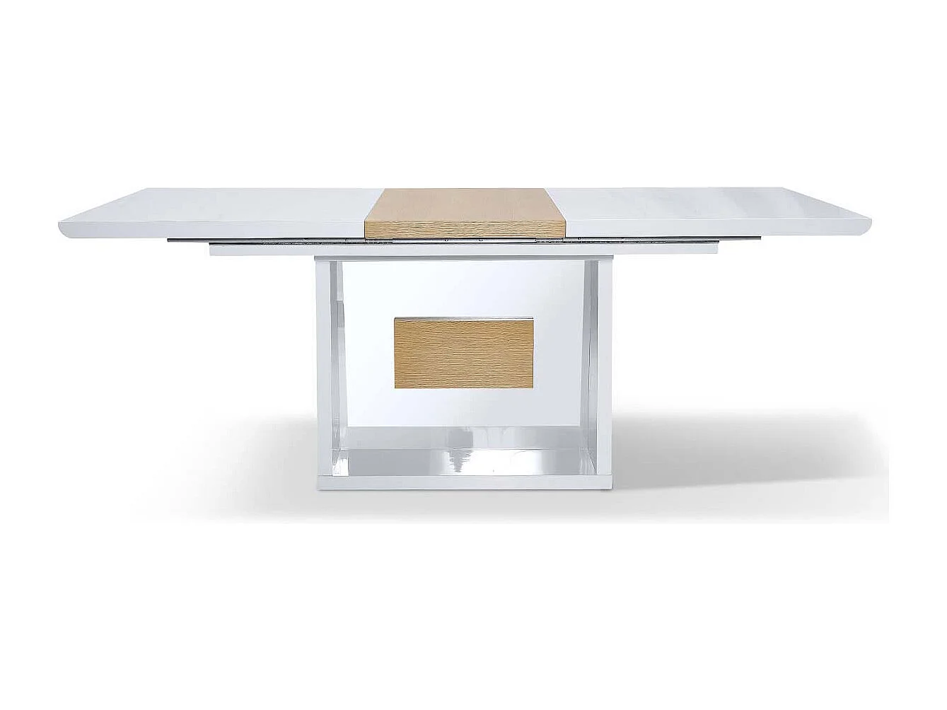 Table à manger extensible bois/laqué MANDY- Chêne/Blanc - Blanc